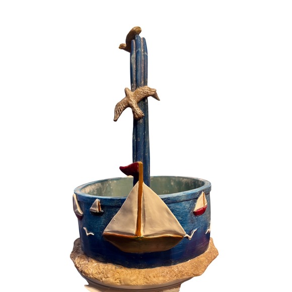 Other - One of a Kind Nautical Decorative Basket Small Blue Lighthouse Sailboat Resin